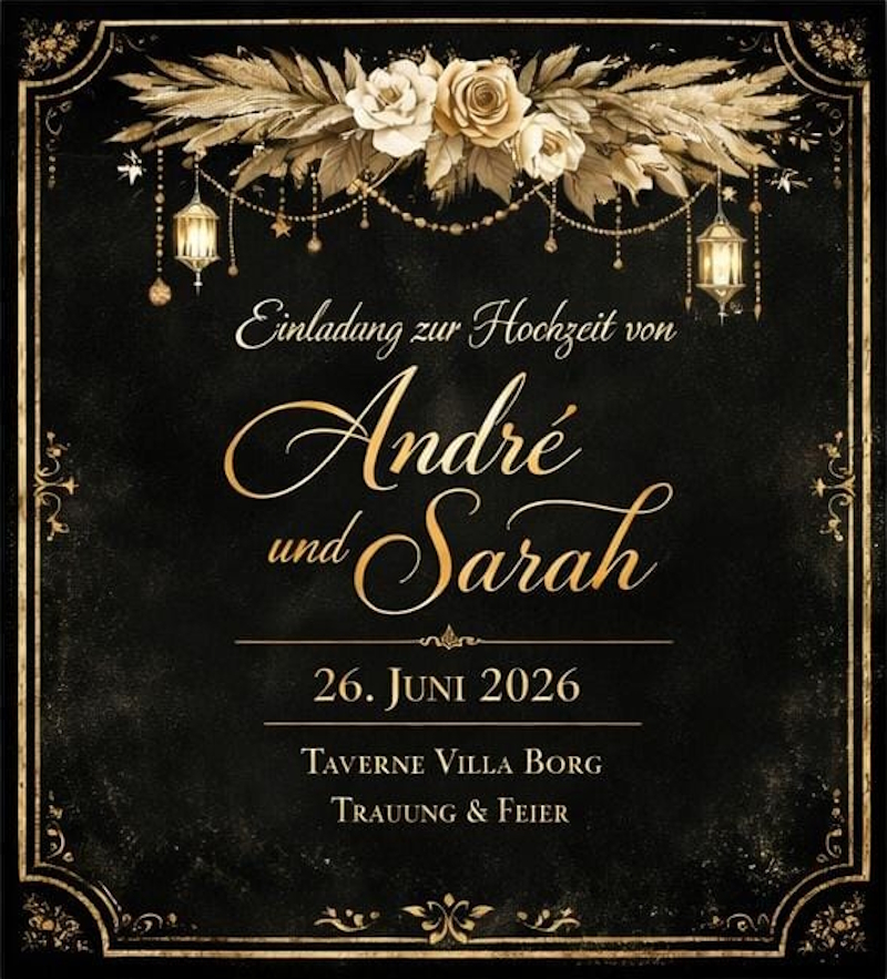 André und Sarah Einladung